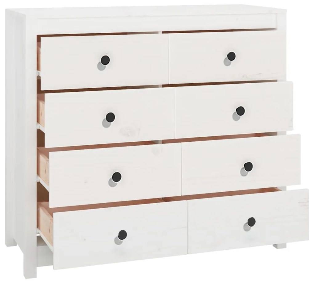 Armário de apoio 100x40x90 cm pinho maciço branco