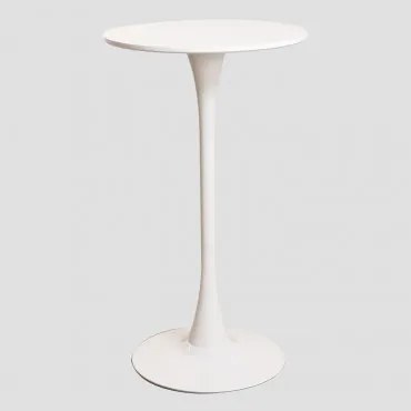 Mesa Alta Redonda Ø60 Cm Em Mdf E Metal Ivet Branco - Sklum