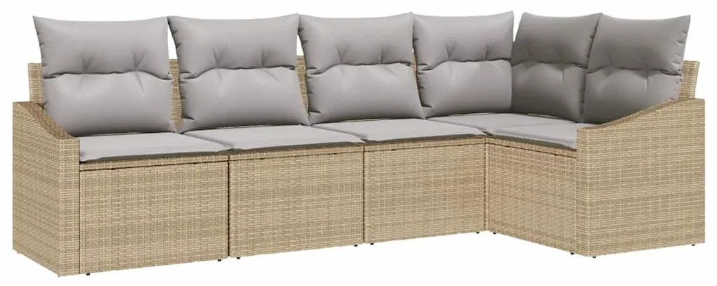 Conjunto de Jantar de Jardim com 5 Peças e Almofadas Beje em Rattan de