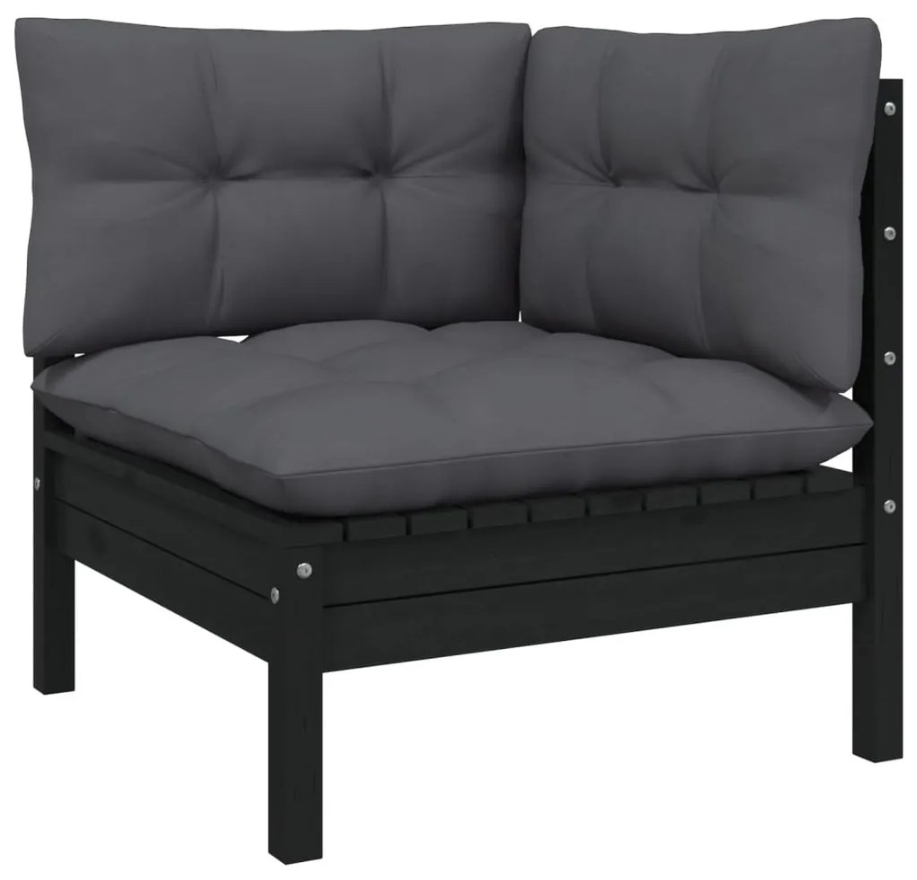 14 pcs conjunto lounge de jardim c/ almofadões pinho preto