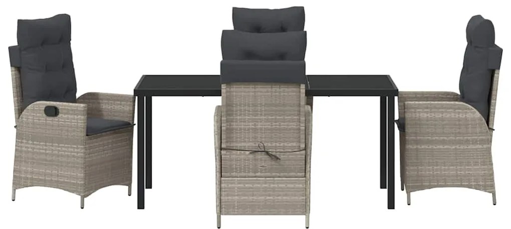 Conjunto de Jantar de Jardim com 5 Peças e Almofadas Cinza Claro de Po