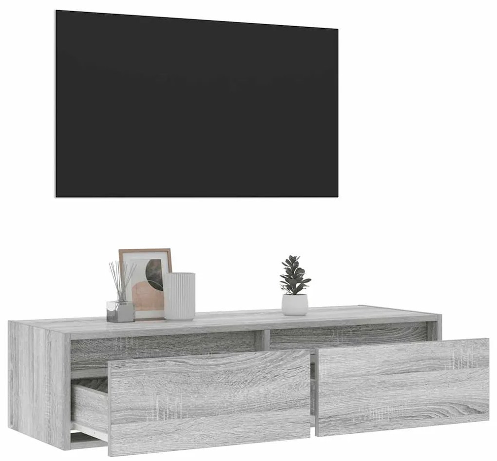 Móvel de TV com luzes LED 100X35,5x25 cm sonoma cinza