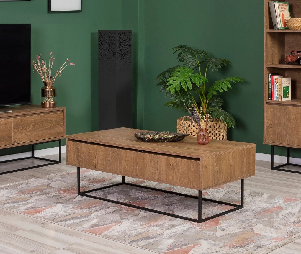 Conjunto de Mobiliário de Sala Laxus – Noz/Preto – 90x39x40 cm