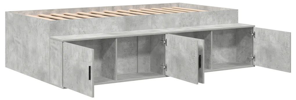 Estrutura de Cama com Armazenamento Cinza Concreto 90x190 cm