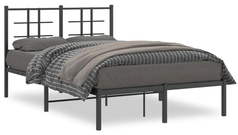 vidaXL Estrutura de cama com cabeceira 120x190 cm metal preto
