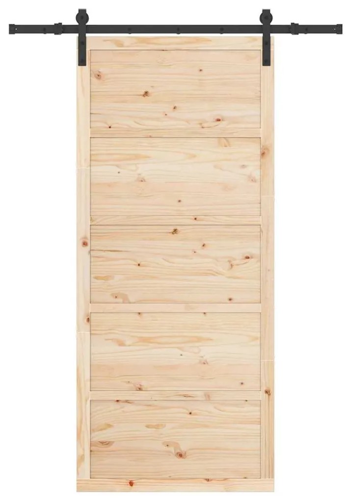 Porta Deslizante Castanho 80 x 208 cm Madeira de pinho maciça