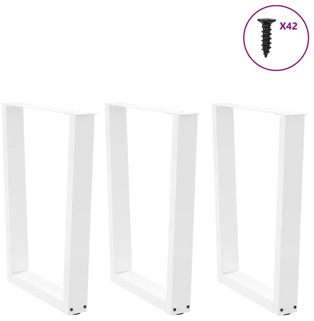 Pernas para mesa de jantar em V 3 peças, branco, 70x(72-73,3) cm, aço