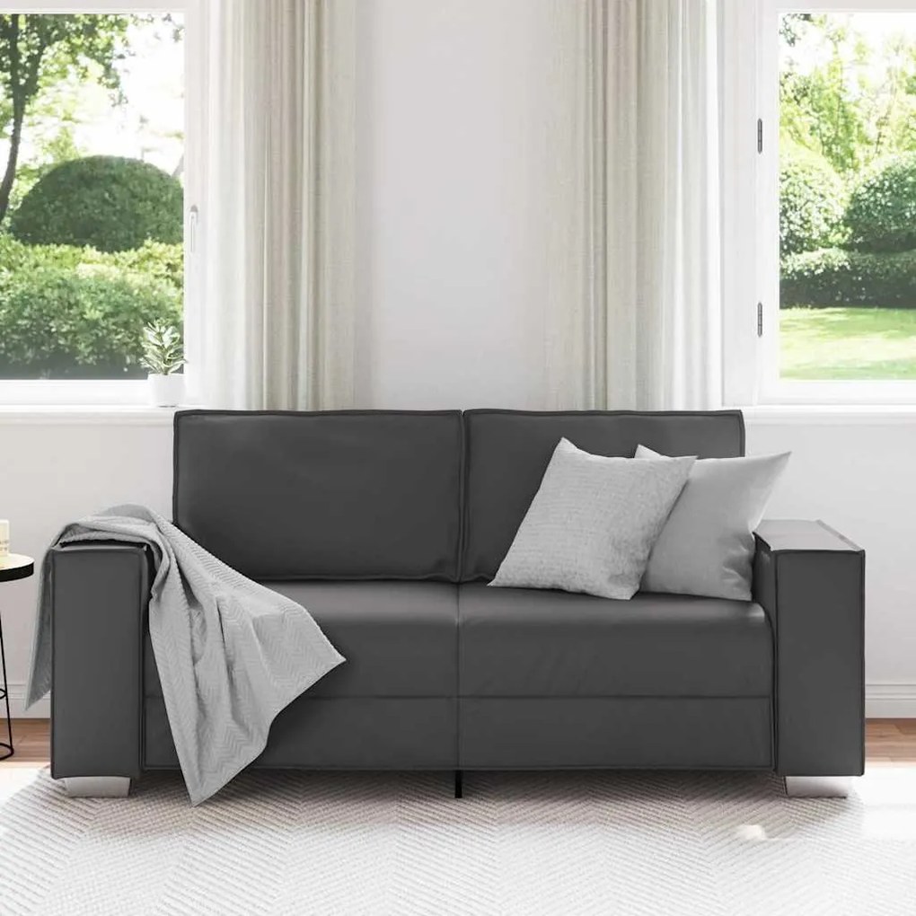 Sofá Loveseat vidaXL Cinza 140 cm em Couro Sintético