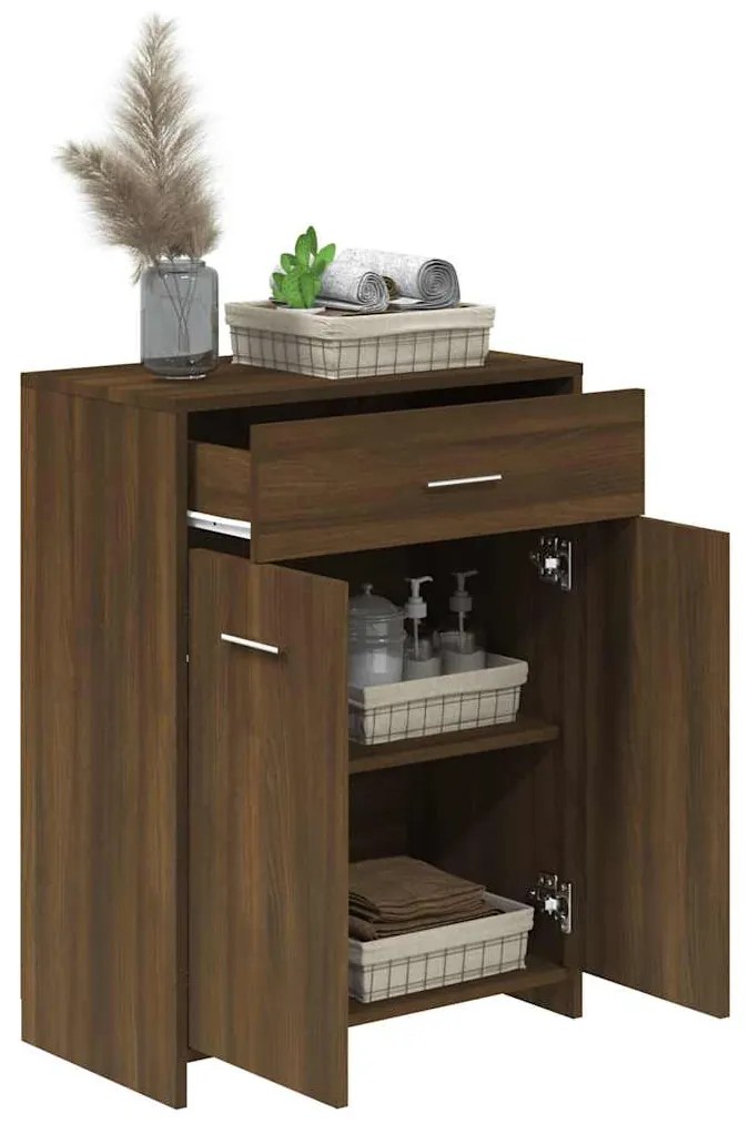 Armário WC 60x33x80 cm derivados de madeira carvalho castanho