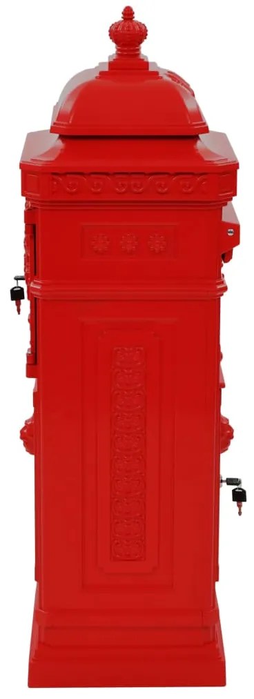 Caixa correio coluna vintage alumínio inoxidável vermelho