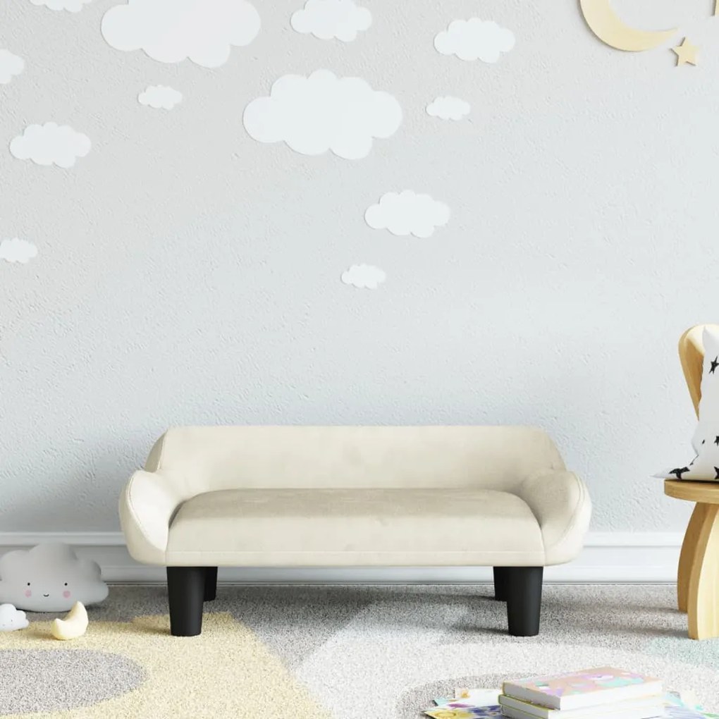 Sofá infantil 70x40x24 cm veludo cor creme