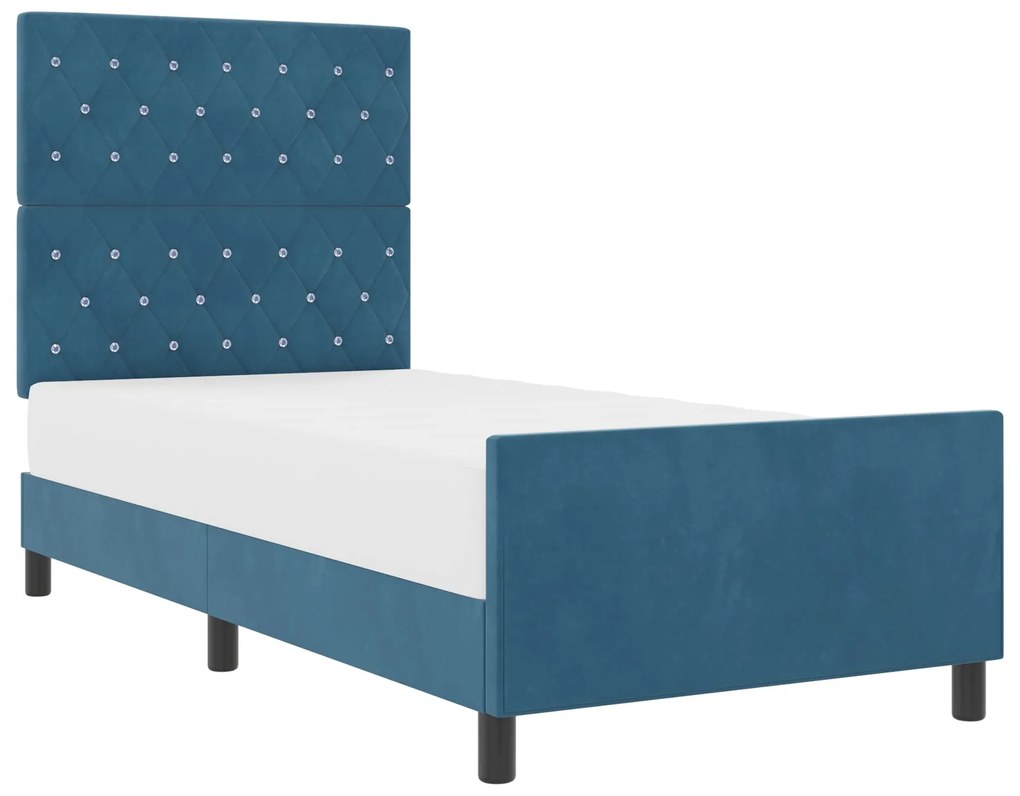 Cama vidaXL Azul Escuro 90x200 cm Veludo