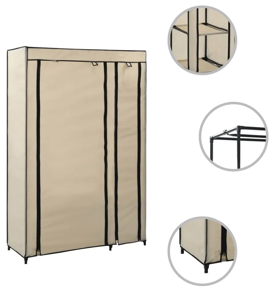 Roupeiro dobrável 110x45x175 cm tecido creme