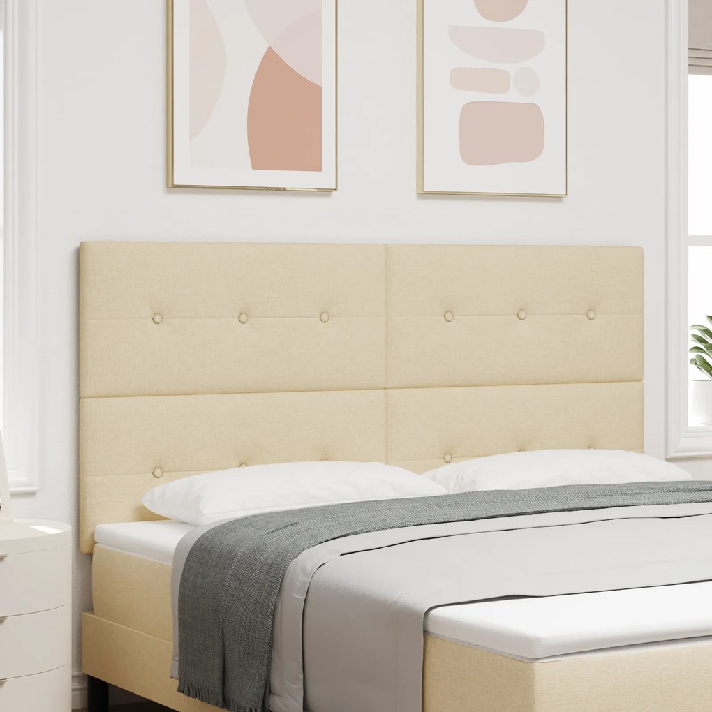 Cabeceira vidaXL com Botões Estofada Creme 180 cm Tecido
