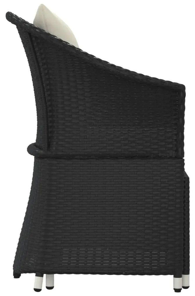 2 pcs conjunto lounge de jardim c/ almofadões vime PE preto