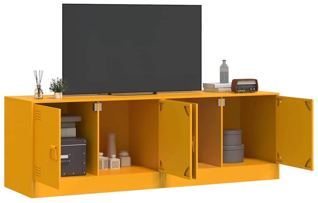 Móveis de TV 2 pcs 67x39x44 cm aço amarelo mostarda