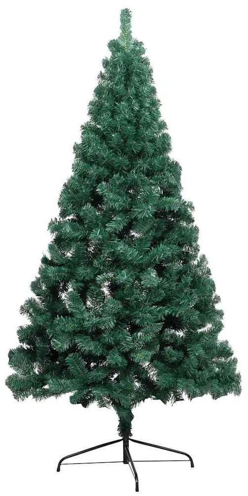Meia árvore Natal artificial pré-iluminada c/ bolas verde