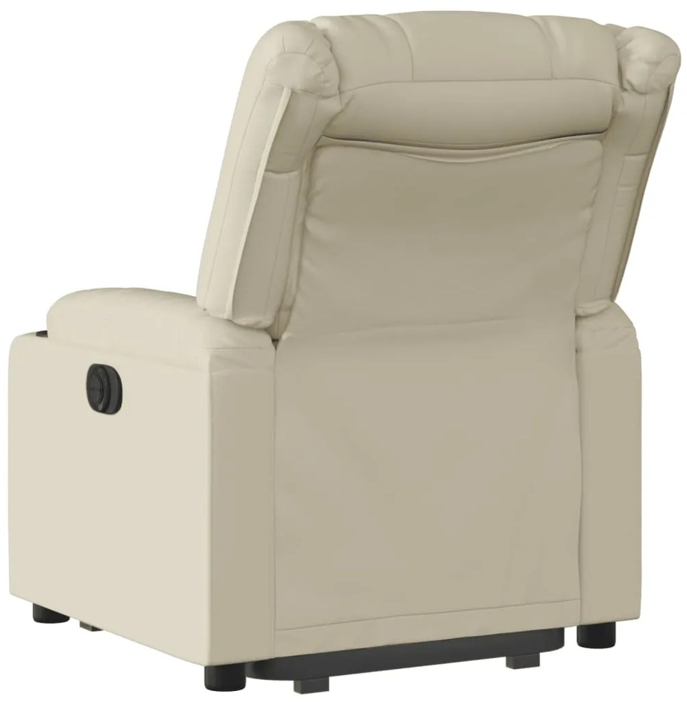Poltrona reclinável elevatória couro artificial cor creme