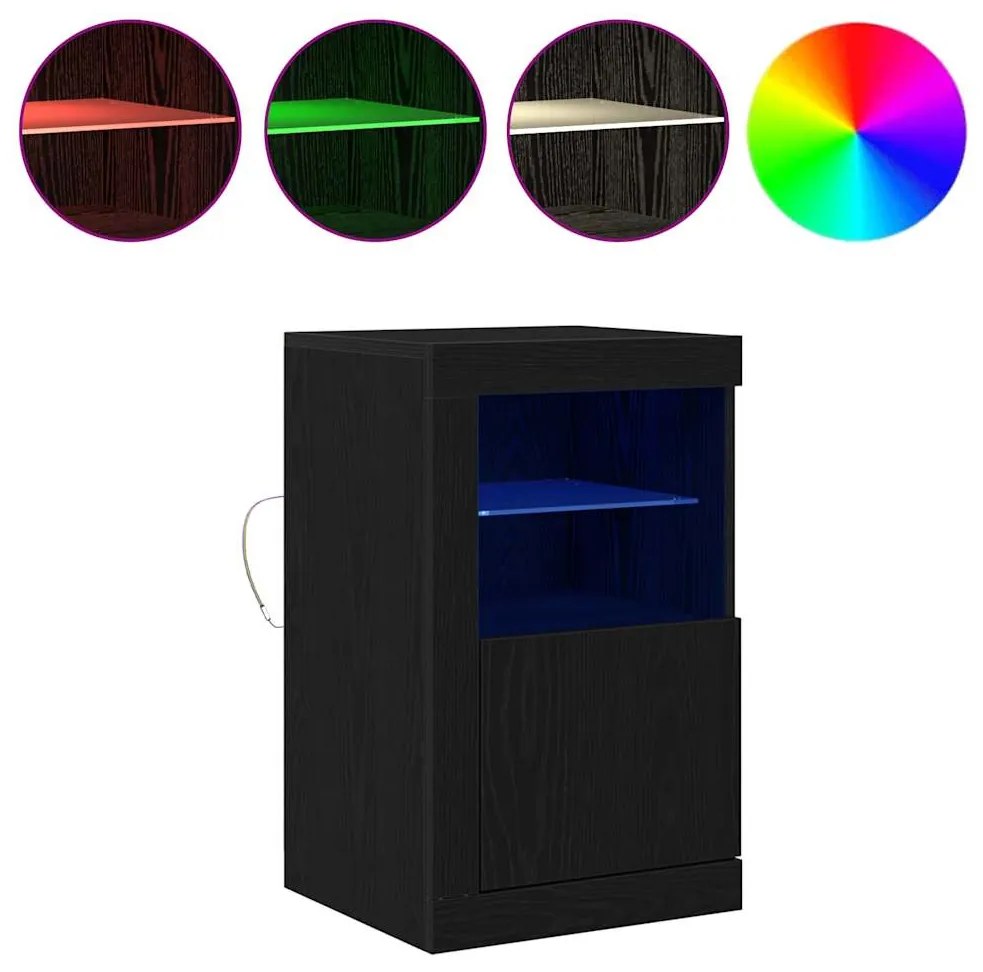 Sideboard vidaXL com Luzes LED Carvalho Preto 41x37x67 cm