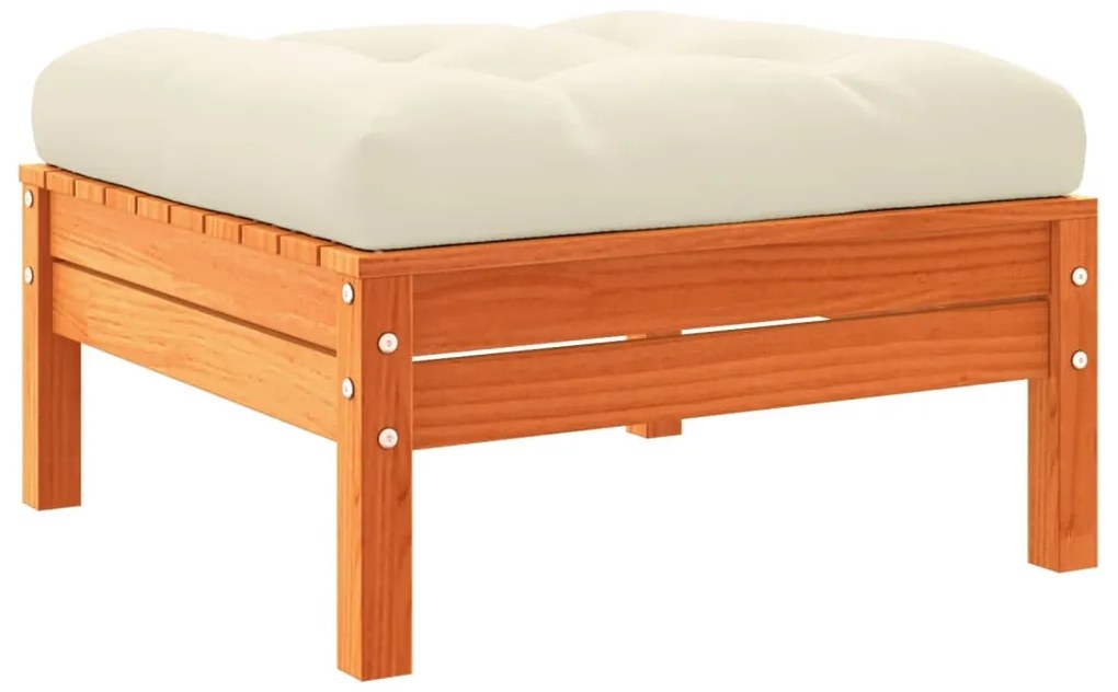 Apoios pés jardim c/ almofadões 2 pcs pinho maciço castanho-mel