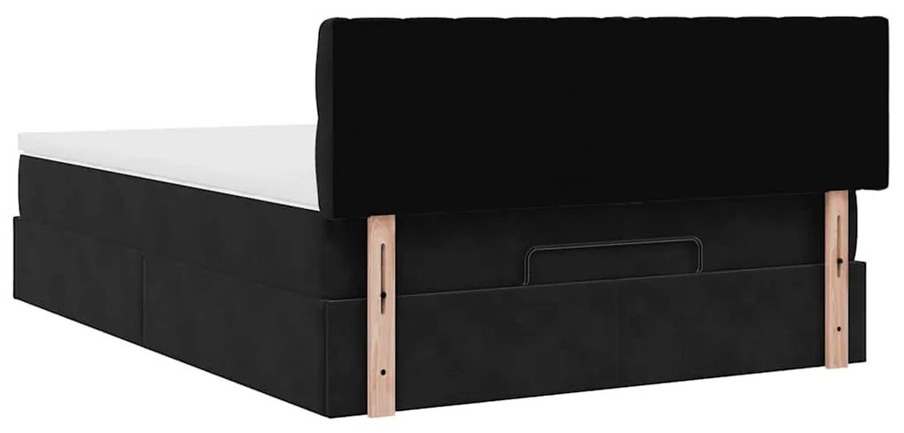 Estrutura de cama otomana com colchão 140x200 cm veludo preto