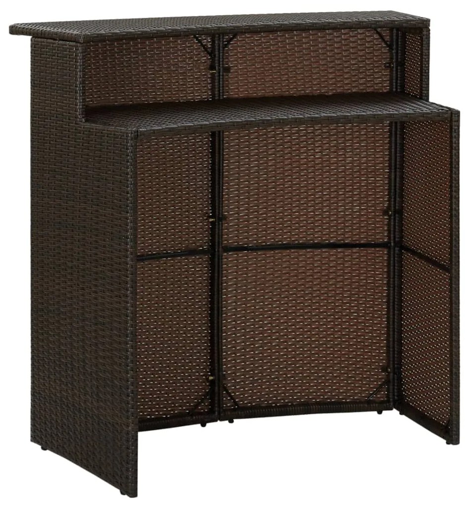 Mesa de bar para jardim 120x55x110 cm vime PE castanho