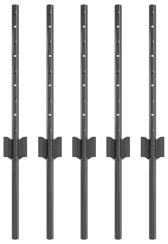 Postes de Cerca 5 pcs U-Channel Cinza 40 cm Aço