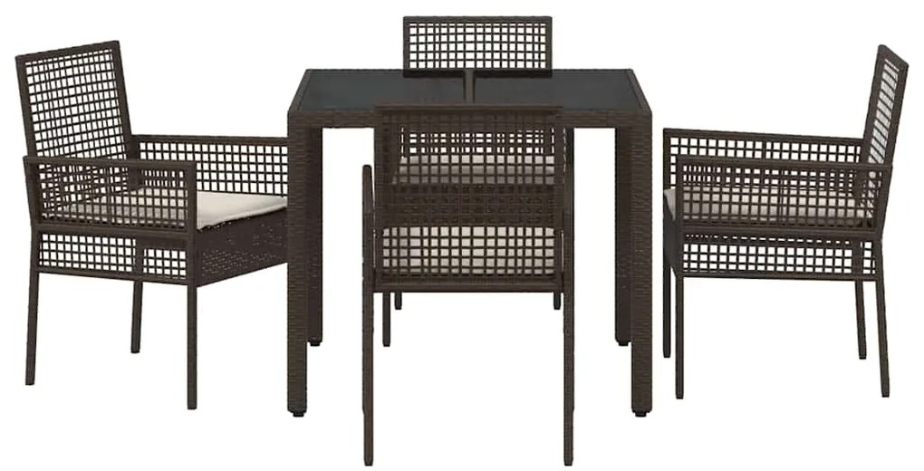 Conjunto de Jantar para Jardim 5 pcs Castanho 90 x 90 x 75 cm