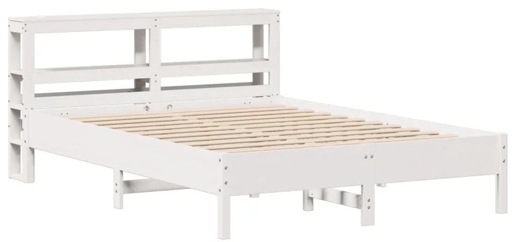 Cama sem colchão 140x190 cm madeira de pinho maciça branco