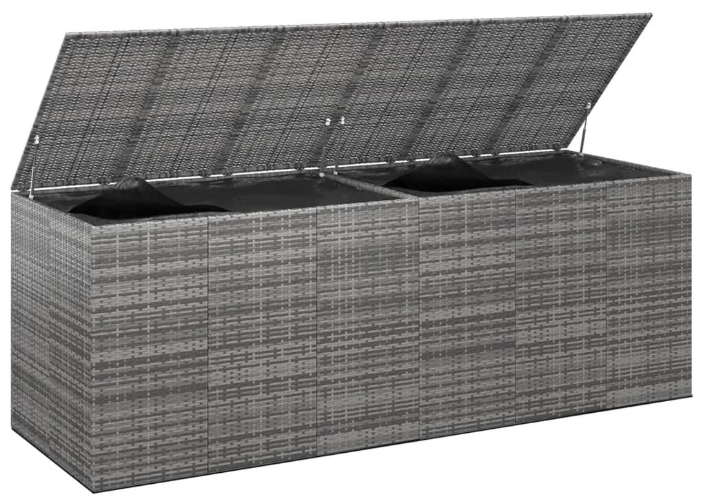 Caixa p/ almofadões de jardim 291x100,5x104 cm vime PE cinzento