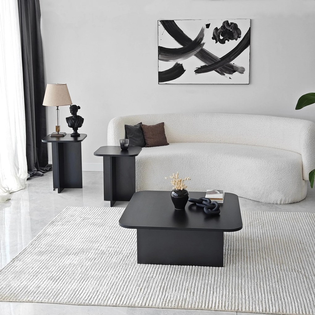 Conjunto de Mesas de Café Blues – Preto – 40x50x40 cm / 40x55x40 cm /