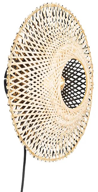 Candeeiro de parede oriental bambu 35 cm com ficha - Rina Oriental