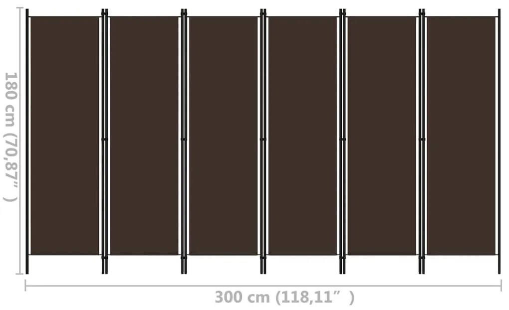 Divisória de quarto com 6 painéis 300x180 cm castanho