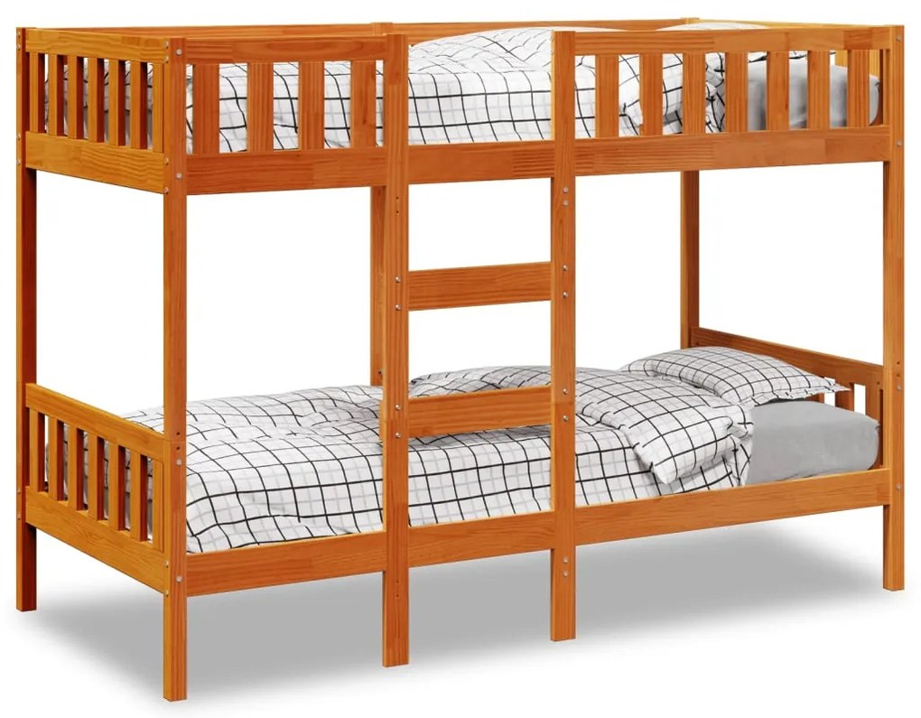 vidaXL Beliche 90x190 cm madeira de pinho maciça castanho cera
