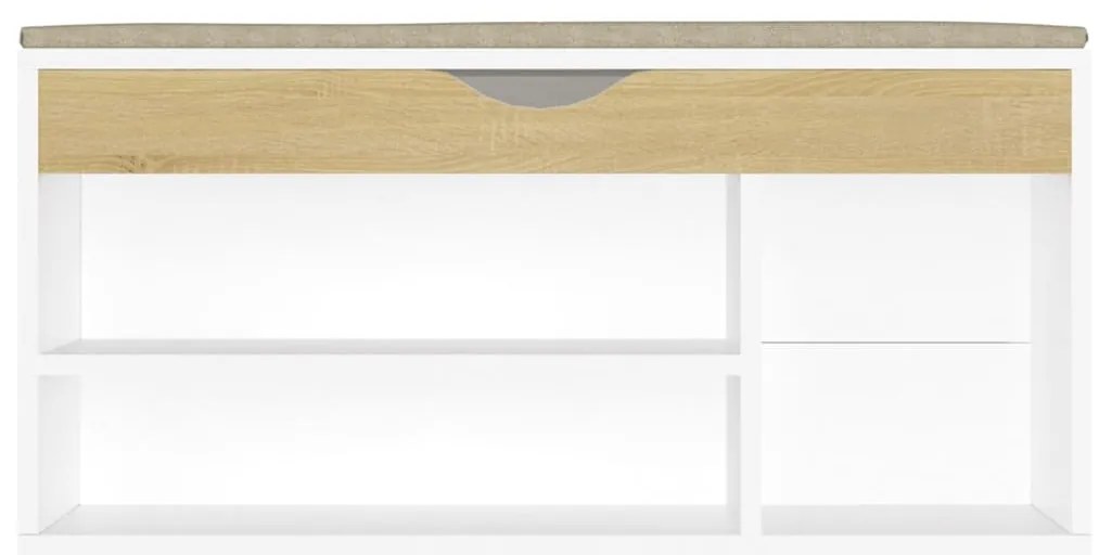 Banco sapateira + almofadão 104x30x49 cm contrap. branco/sonoma