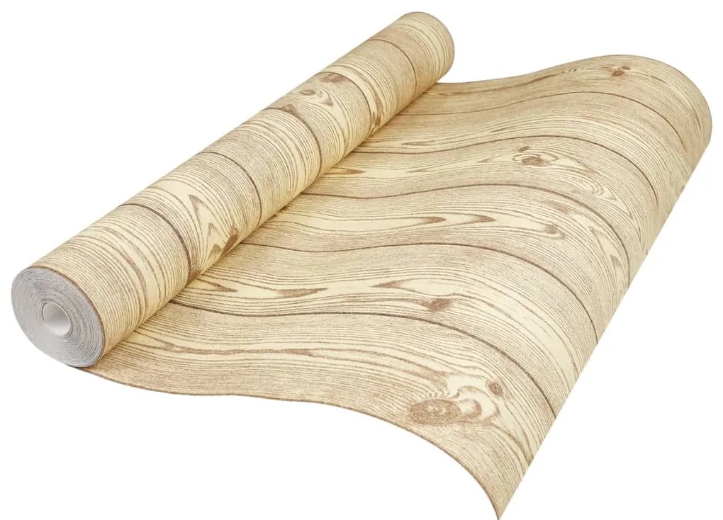Papel parede 3D grão de madeira 10x0,53 m não-tecido castanho