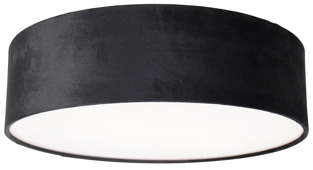 Candeeiro de teto moderno preto 40 cm com interior dourado - Drum Moderno