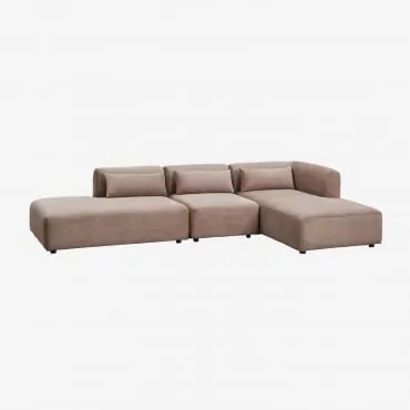 Sofá Modular Chaise Longue Direito De 3 Peças Com Divã Fogler Bombazina Castanho Camel - Sklum