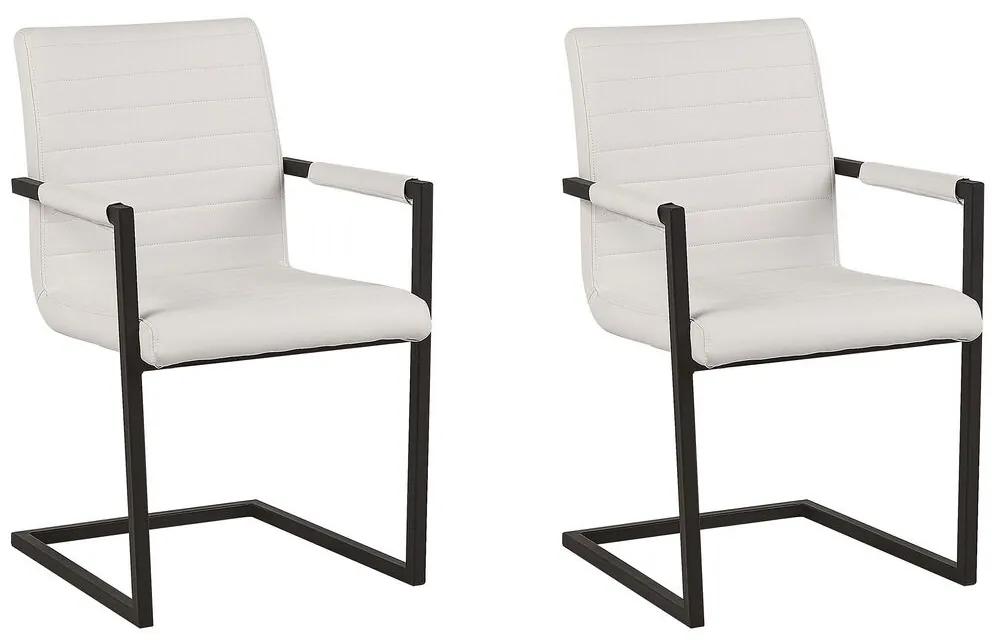 Conjunto de 2 cadeiras de jantar em pele sintética branco creme BUFORD Beliani