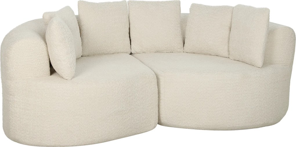HOMCOM Sofá 3 Lugares Curvo em Chenille 188 cm, Sofá de Sala com Assento Profundo, 6 Almofadas, Enchimento Espesso, Creme | Aosom Portugal
