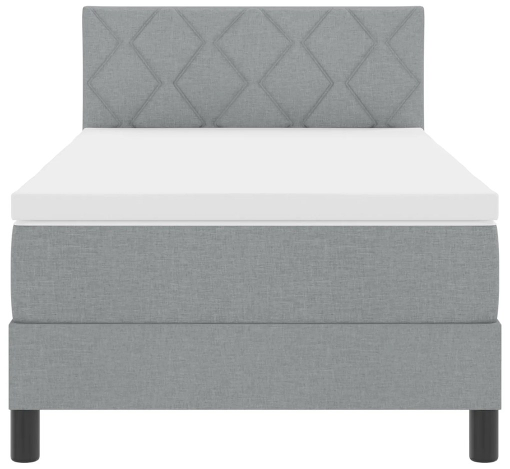 Cama Box Spring com Colchão e LED Cinza Claro 90x190 cm Tecido