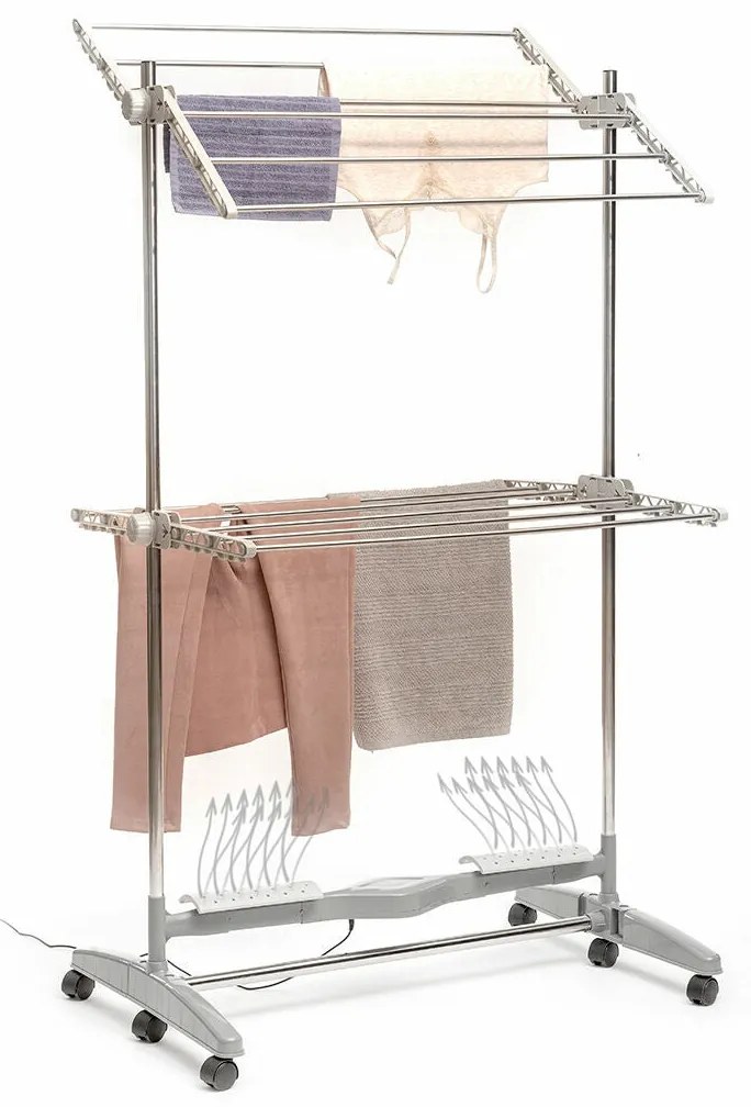 Estendal de Roupa Elétrico Dobrável com Fluxo de ar Natural Dryllon InnovaGoods 24 W 12 Barras