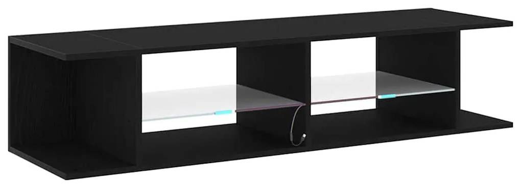 Estante de TV vidaXL com Luzes LED em Carvalho Preto 135x39x30cm em Ma