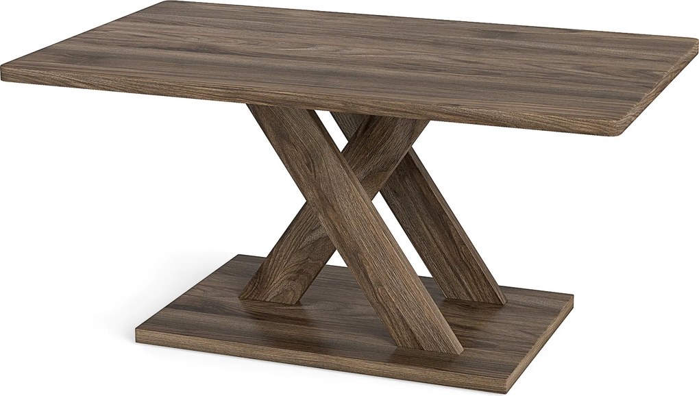 Mesa de Centro, 95 x 58 x 45 cm, Pernas Geométricas Entrecruzadas, Castanho