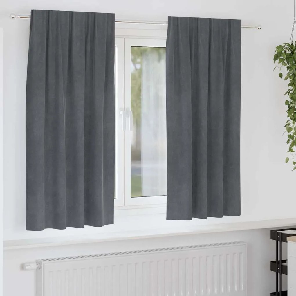 Cortinas Blackout vidaXL com fita superior 2 peças Veludo Cinza Super