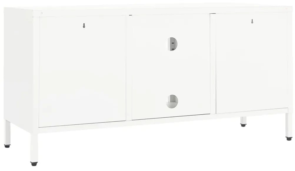 Móvel de TV 105x35x52 cm aço e vidro branco