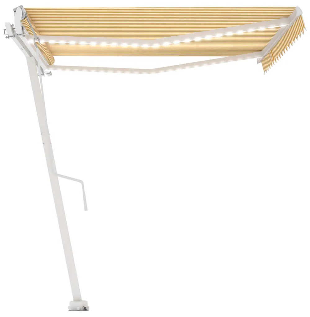 Toldo autom. LED e sensor de vento 400x300 cm amarelo/branco