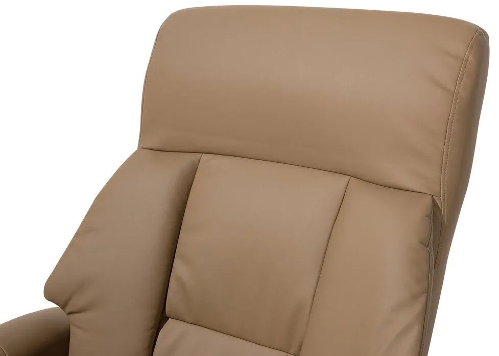 Cadeira de massagem com repousa-pés em pele sintética cor de areia FORCE Beliani