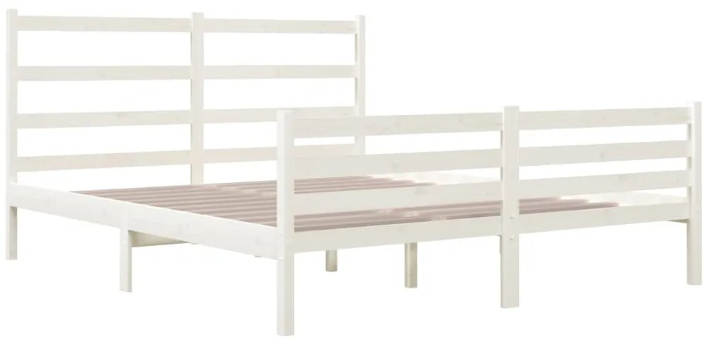 Estrutura de cama 140x190 cm pinho maciço branco