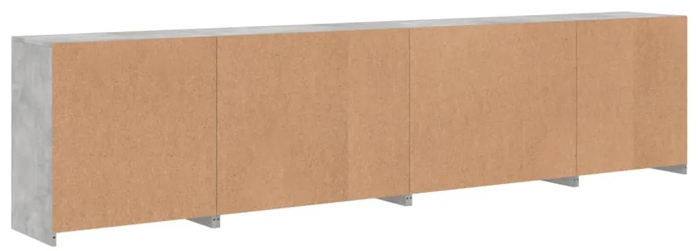 Aparador com luzes LED 283x37x67 cm cinzento cimento
